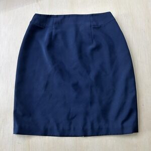 Embassy Row Skirt Womens 6 Blue Solid Pencil Knee Length Lined Zip Workwear